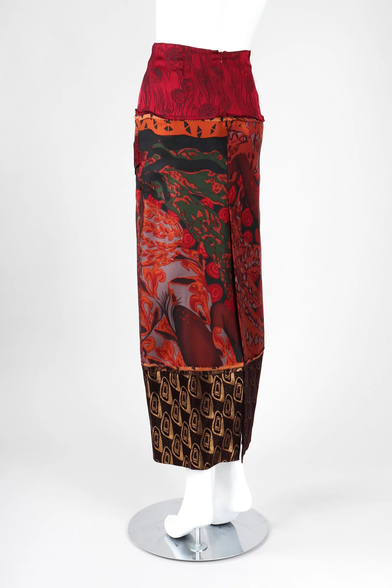Mixed Print Silk Skirt