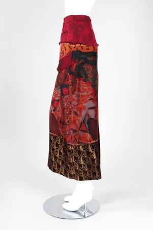 Mixed Print Silk Skirt