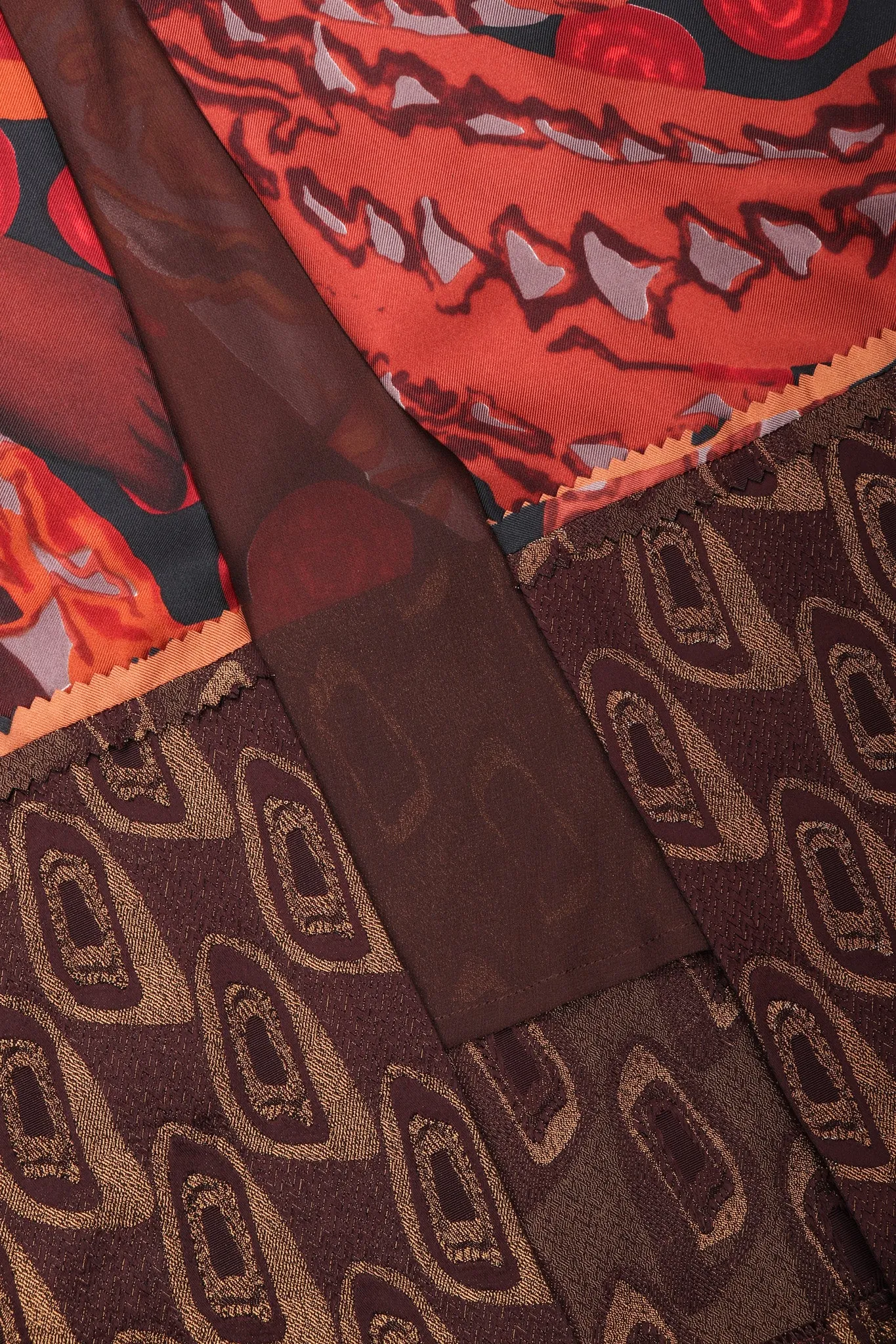 Mixed Print Silk Skirt