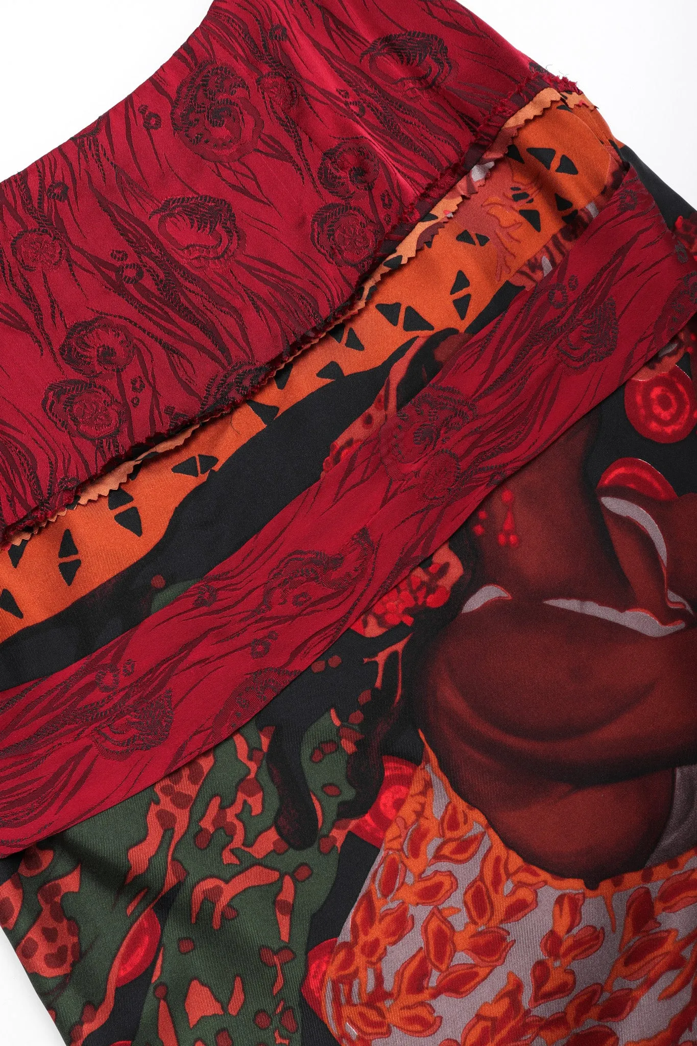 Mixed Print Silk Skirt