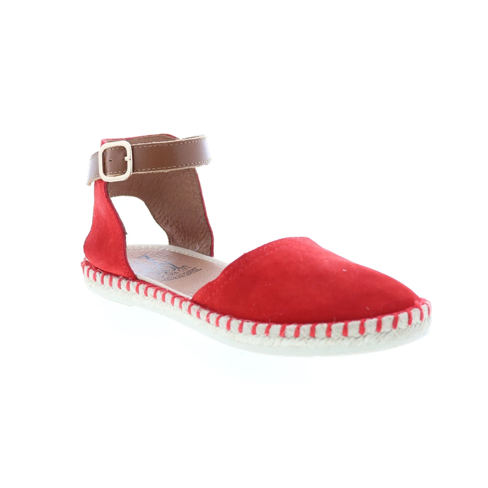 Miz Mooz Cleo Womens Red Suede Hook & Loop Strap Sandals Shoes