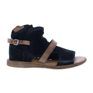 Miz Mooz Finney 279011 Womens Black Suede Hook & Loop Strap Sandals Shoes