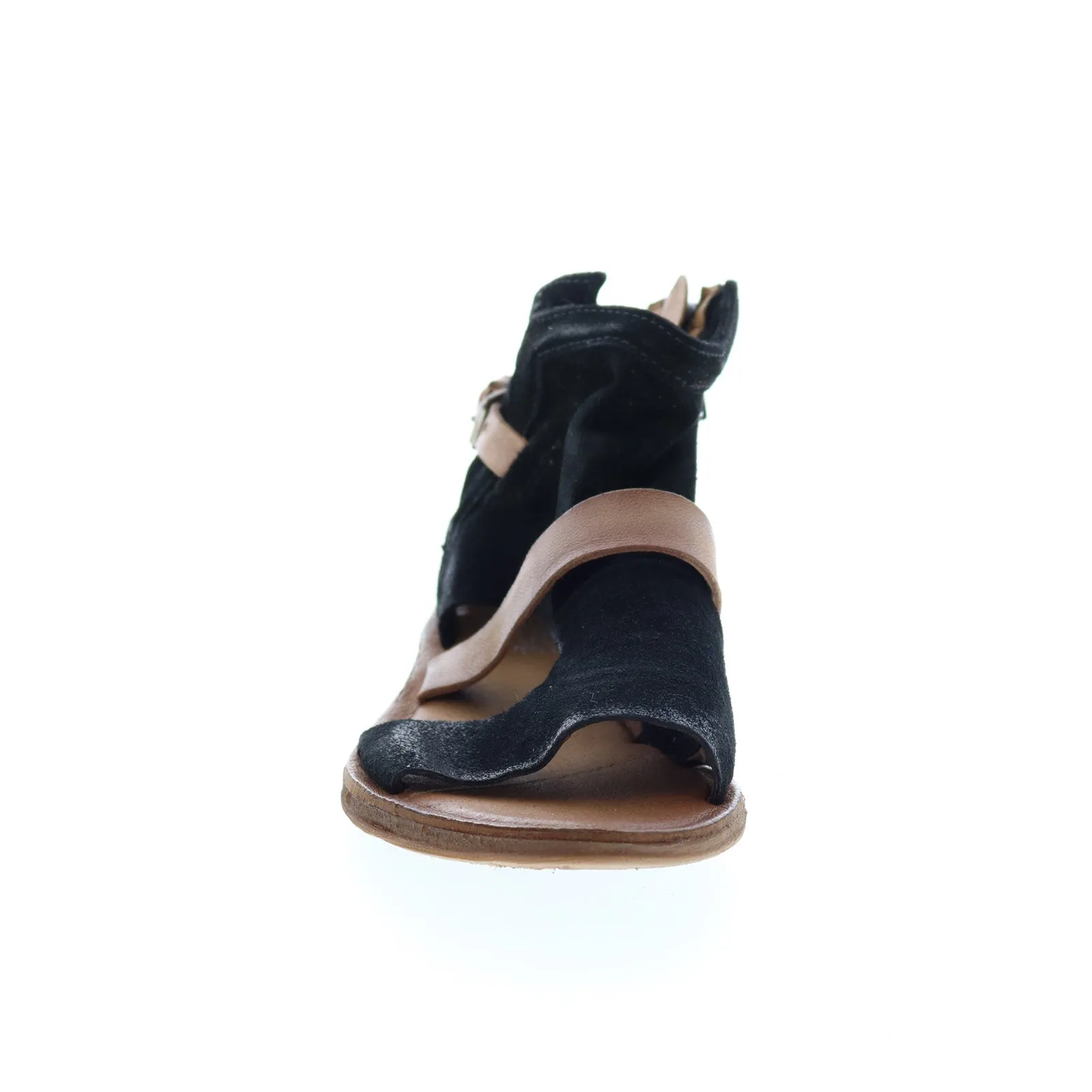 Miz Mooz Finney 279011 Womens Black Suede Hook & Loop Strap Sandals Shoes