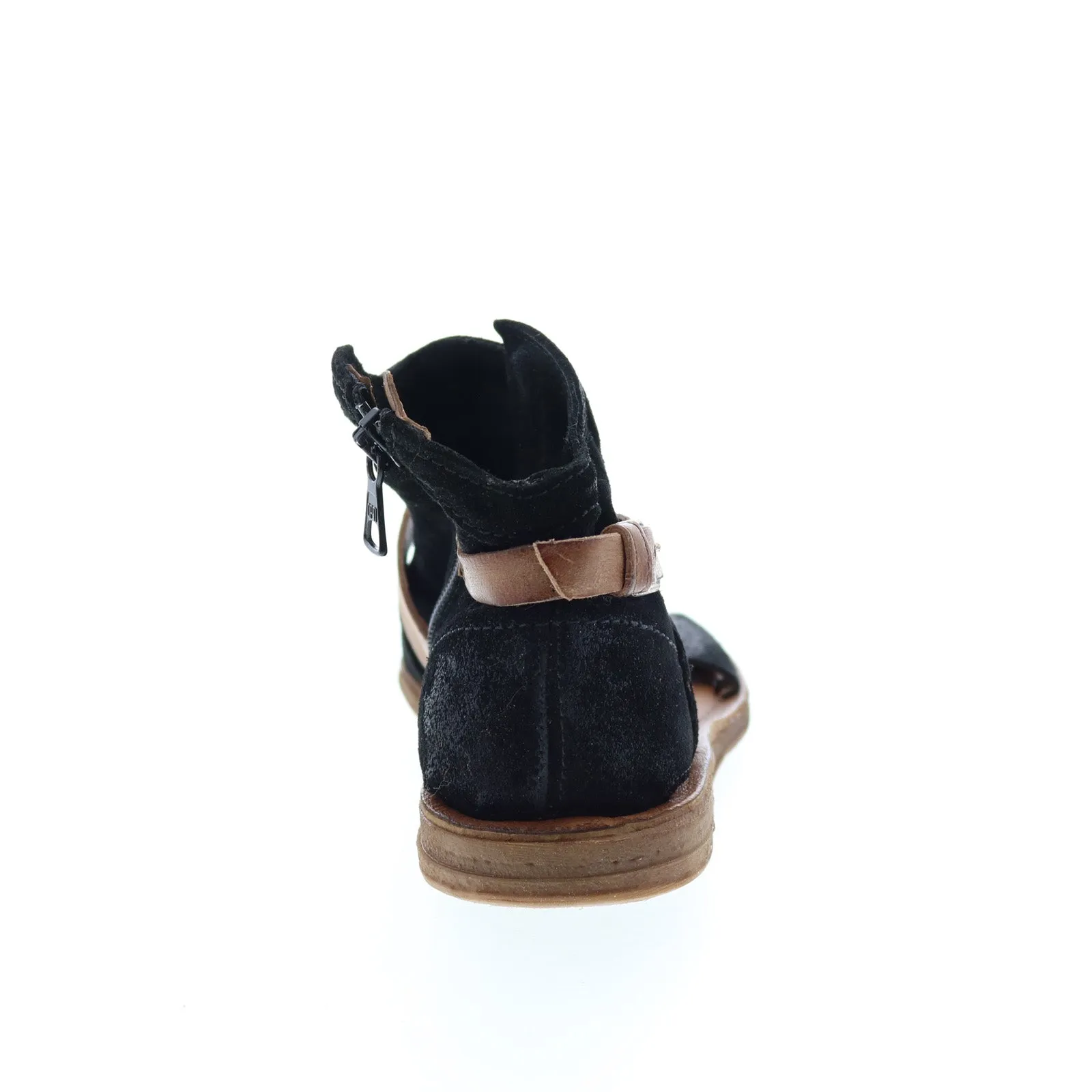 Miz Mooz Finney 279011 Womens Black Suede Hook & Loop Strap Sandals Shoes