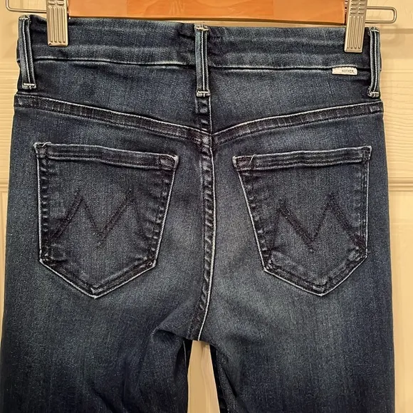 Mother Women’s The Looker Ankle Fray Mid Rise Dark Wash Jeans Sz 24 Stretch