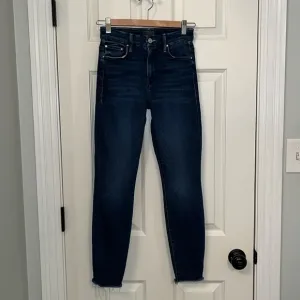 Mother Women’s The Looker Ankle Fray Mid Rise Dark Wash Jeans Sz 24 Stretch