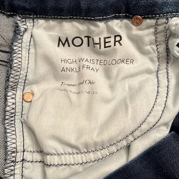 Mother Women’s The Looker Ankle Fray Mid Rise Dark Wash Jeans Sz 24 Stretch