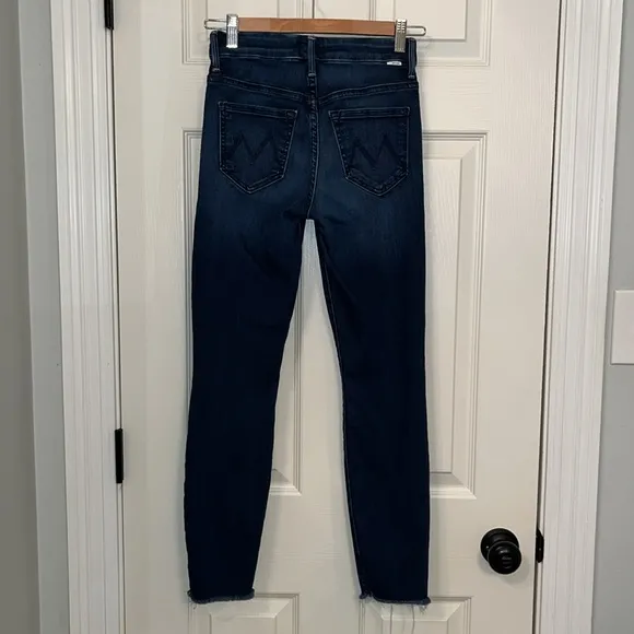 Mother Women’s The Looker Ankle Fray Mid Rise Dark Wash Jeans Sz 24 Stretch