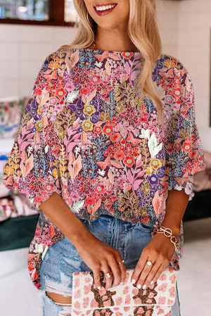 Multicolor Wildflower Smocked Sleeve Top