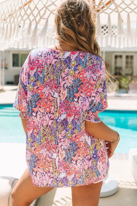 Multicolor Wildflower Smocked Sleeve Top