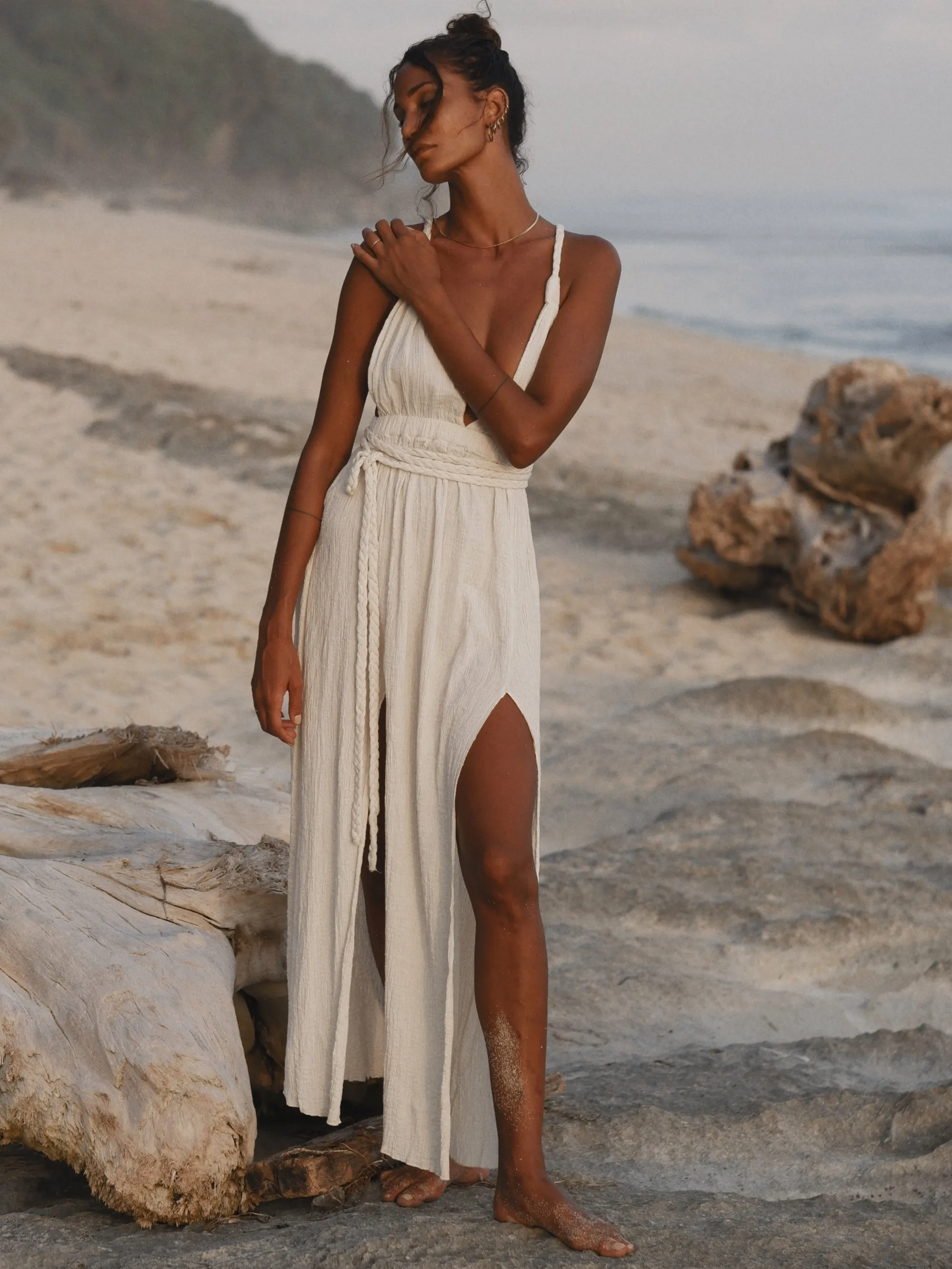 Muse Braided Straps Dress - Natural