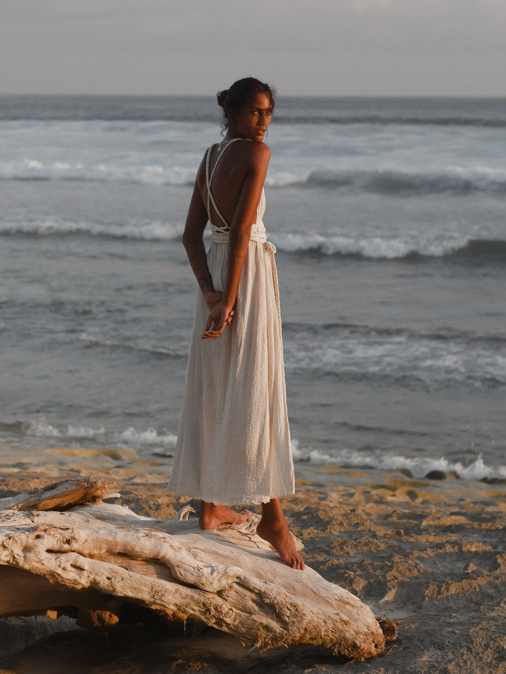 Muse Braided Straps Dress - Natural
