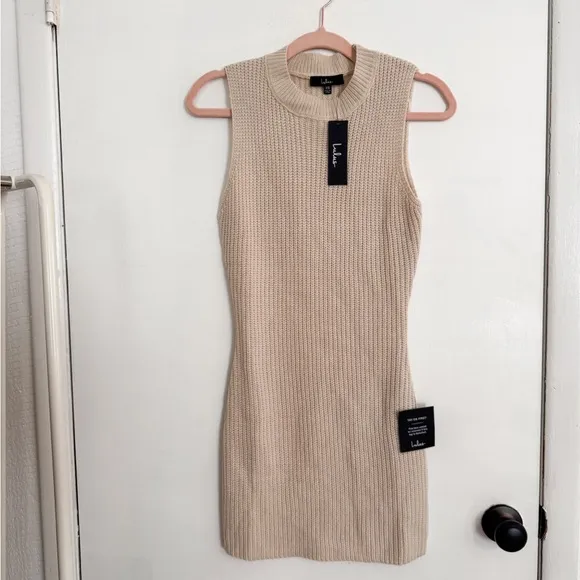 NWT Lulus Toasty Times Cream Long Sleeve Two-Piece Sweater Dress