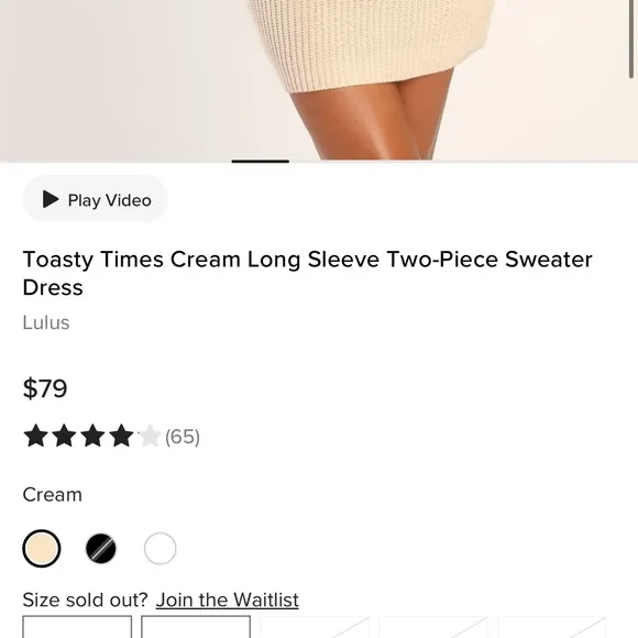 NWT Lulus Toasty Times Cream Long Sleeve Two-Piece Sweater Dress