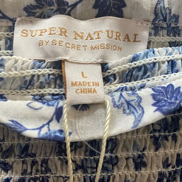 NWT Revolve Super Natural‎ By Secret Mission Greenport Dress Blue Floral Size L