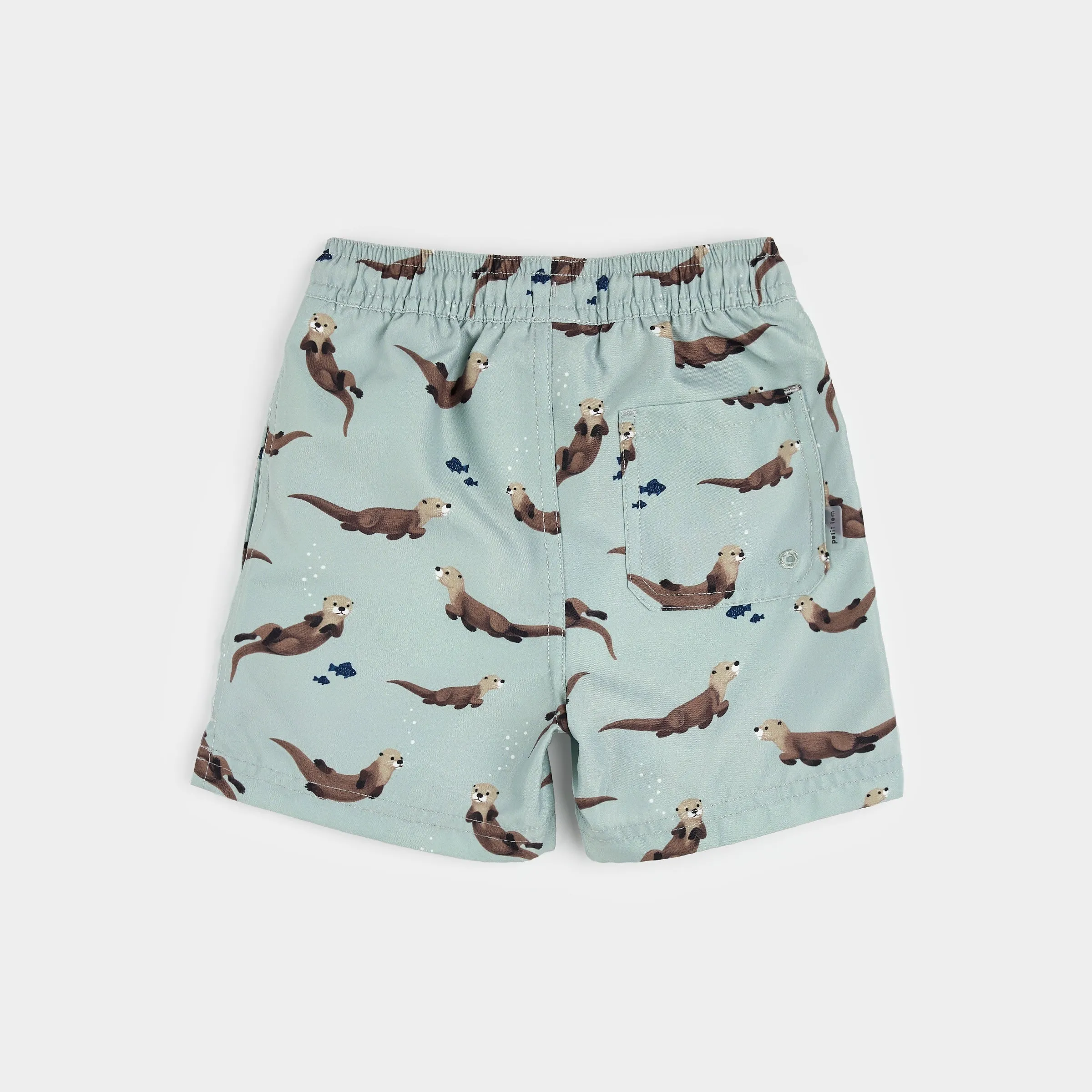 Otter Print on Blue Mist Swim Trunks