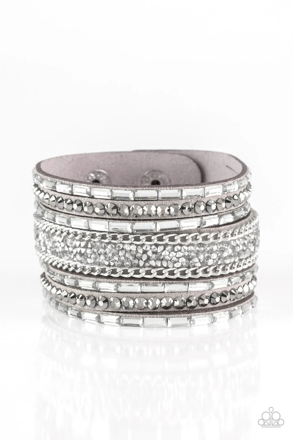 Paparazzi Rhinestone Rumble Bracelet Silver