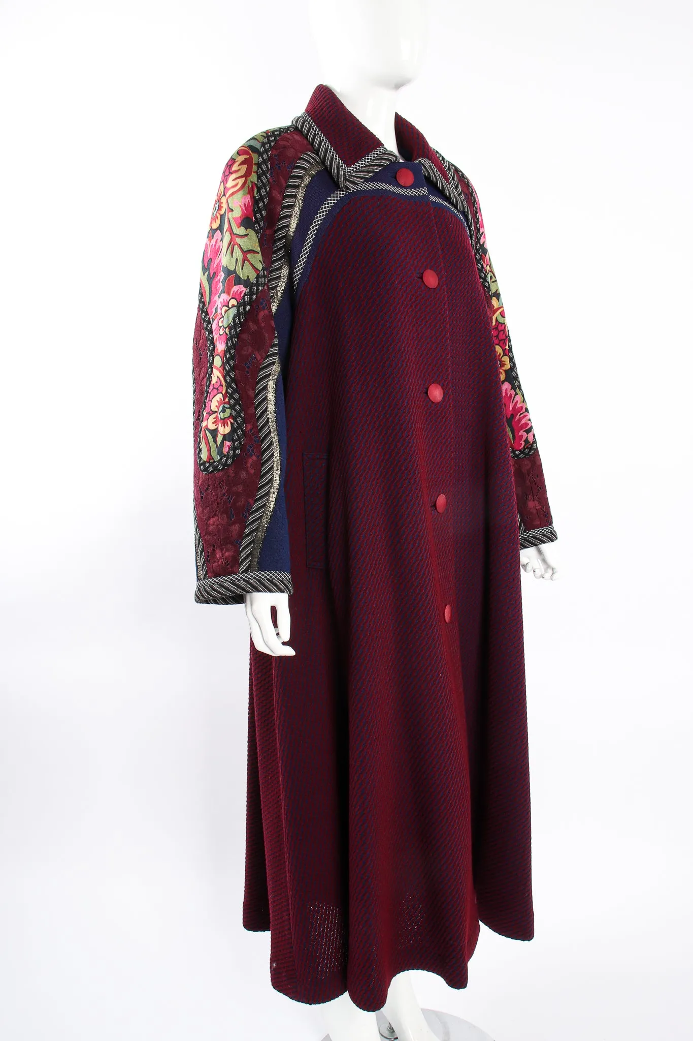 Patchwork Yoke Knit Swing Coat