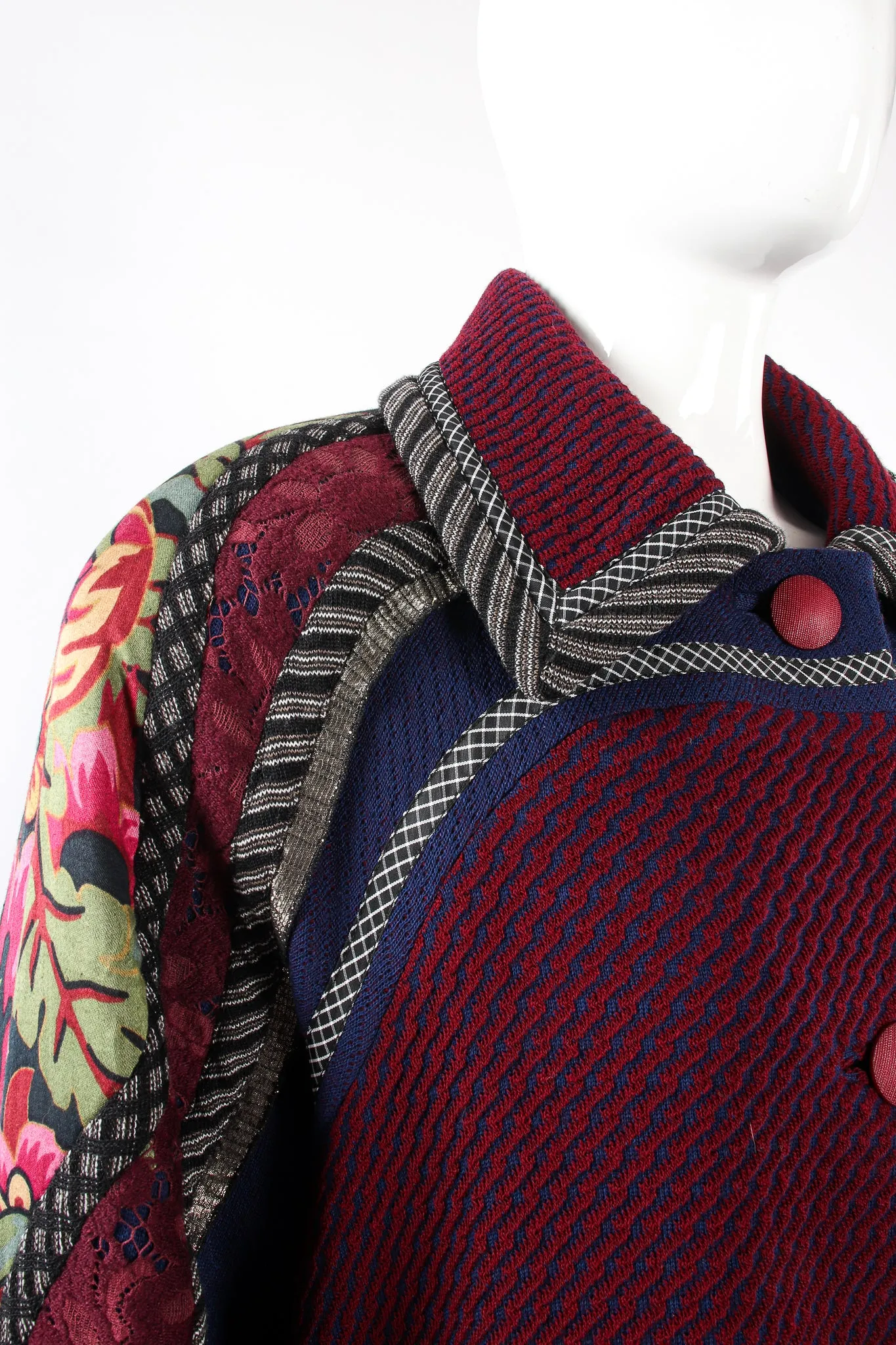 Patchwork Yoke Knit Swing Coat