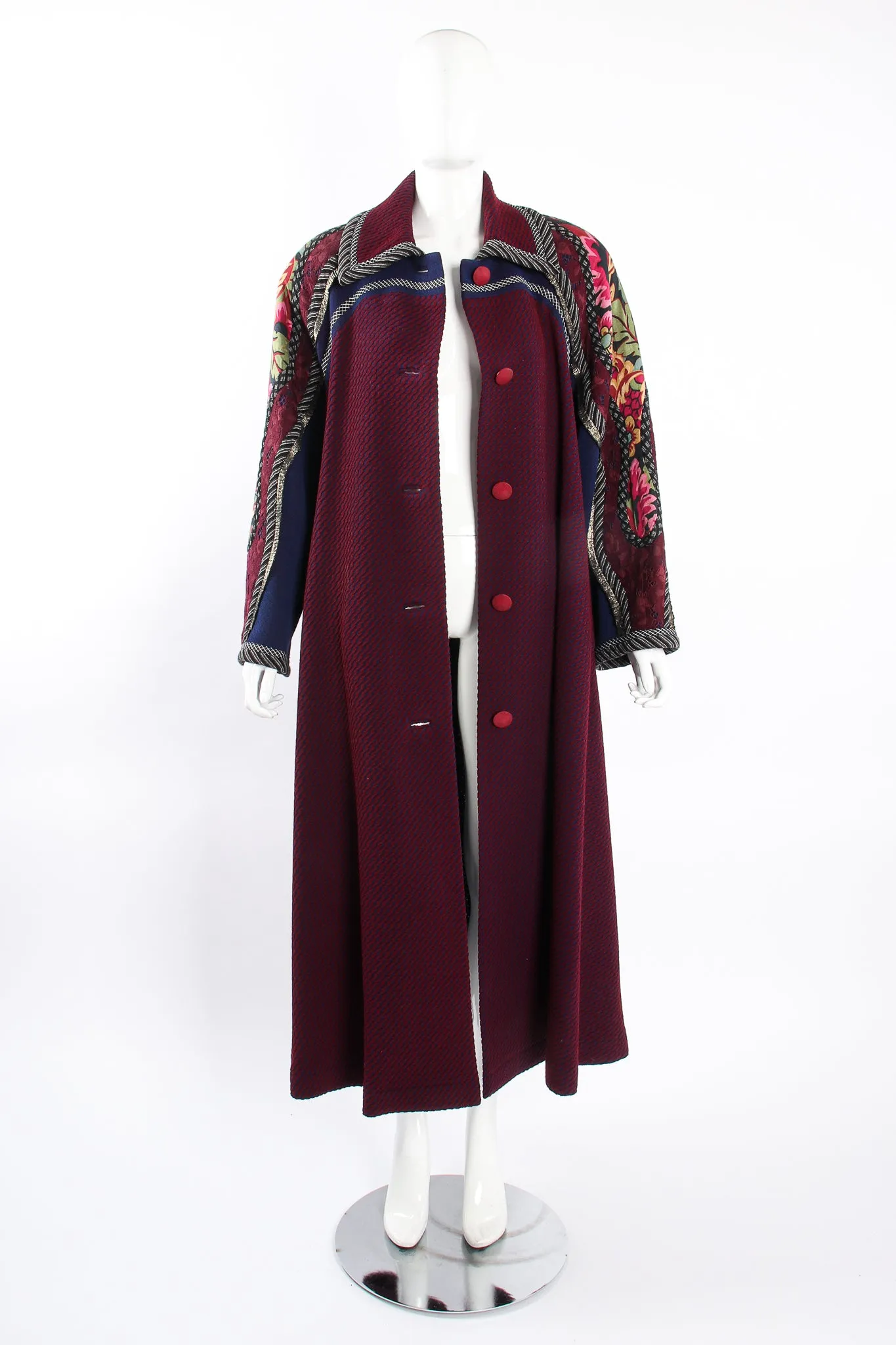 Patchwork Yoke Knit Swing Coat