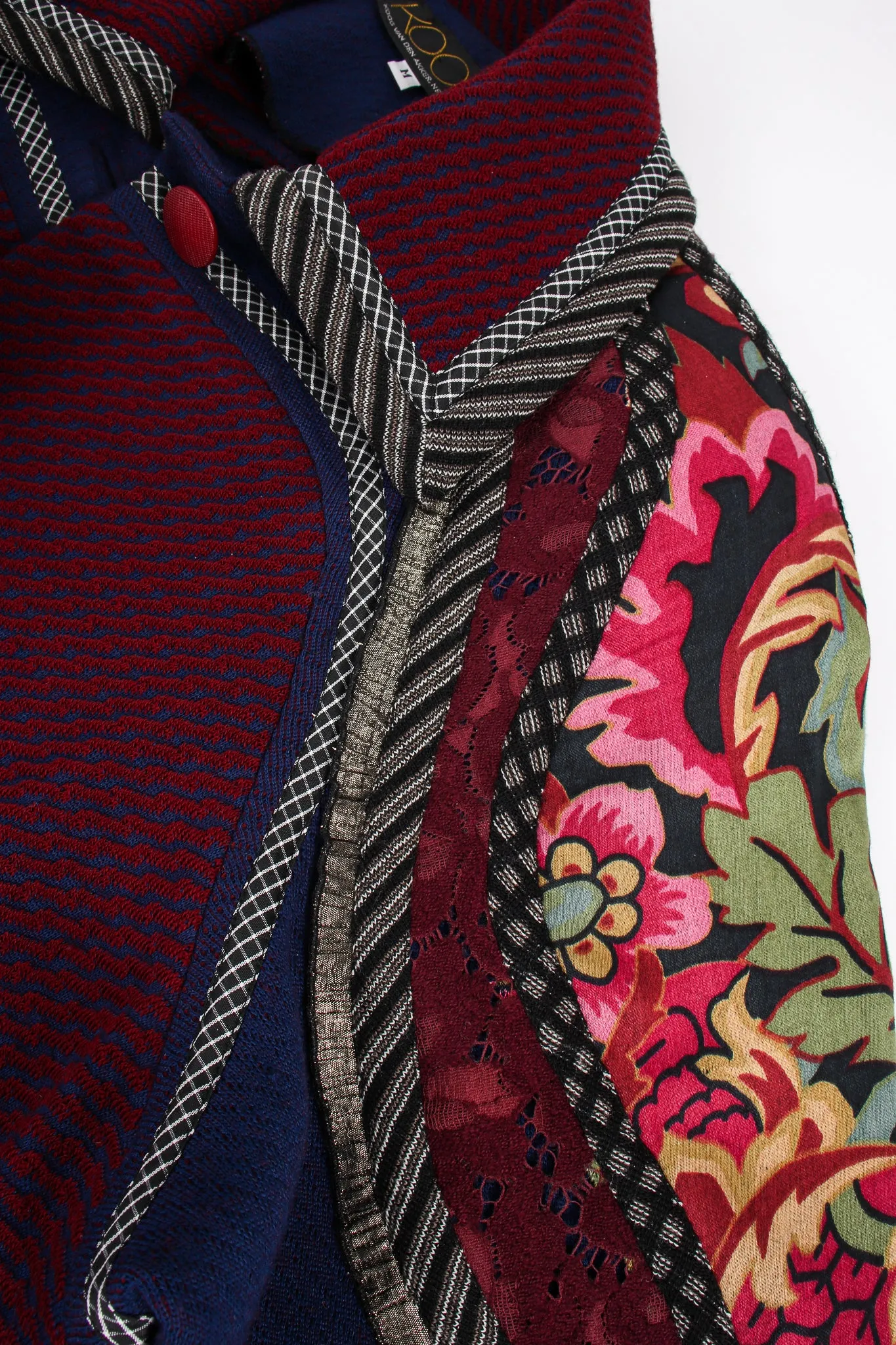Patchwork Yoke Knit Swing Coat