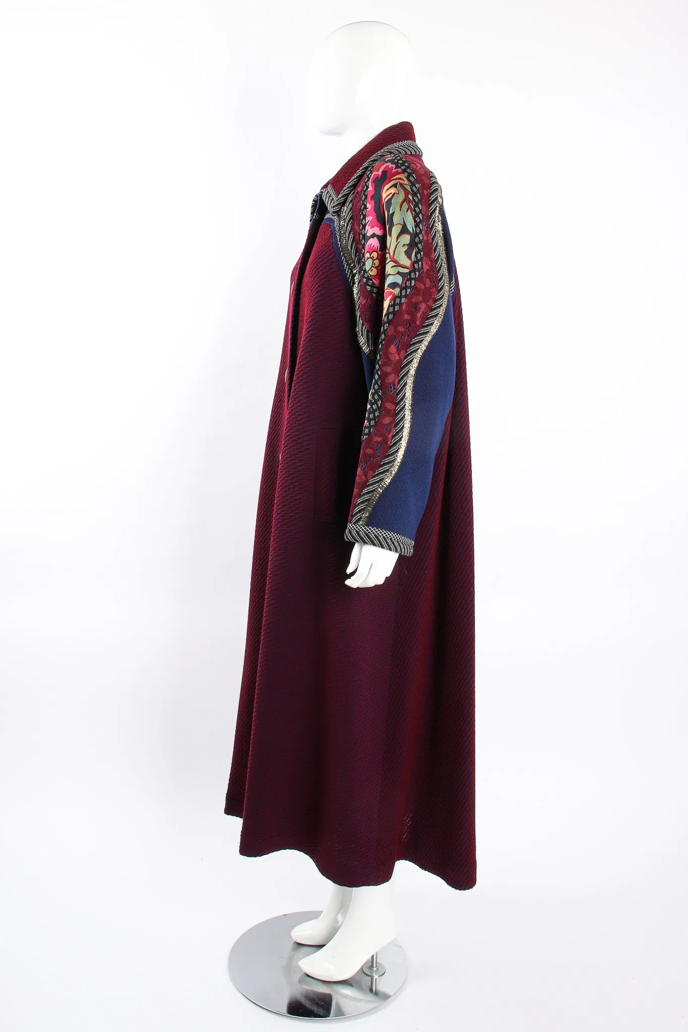Patchwork Yoke Knit Swing Coat