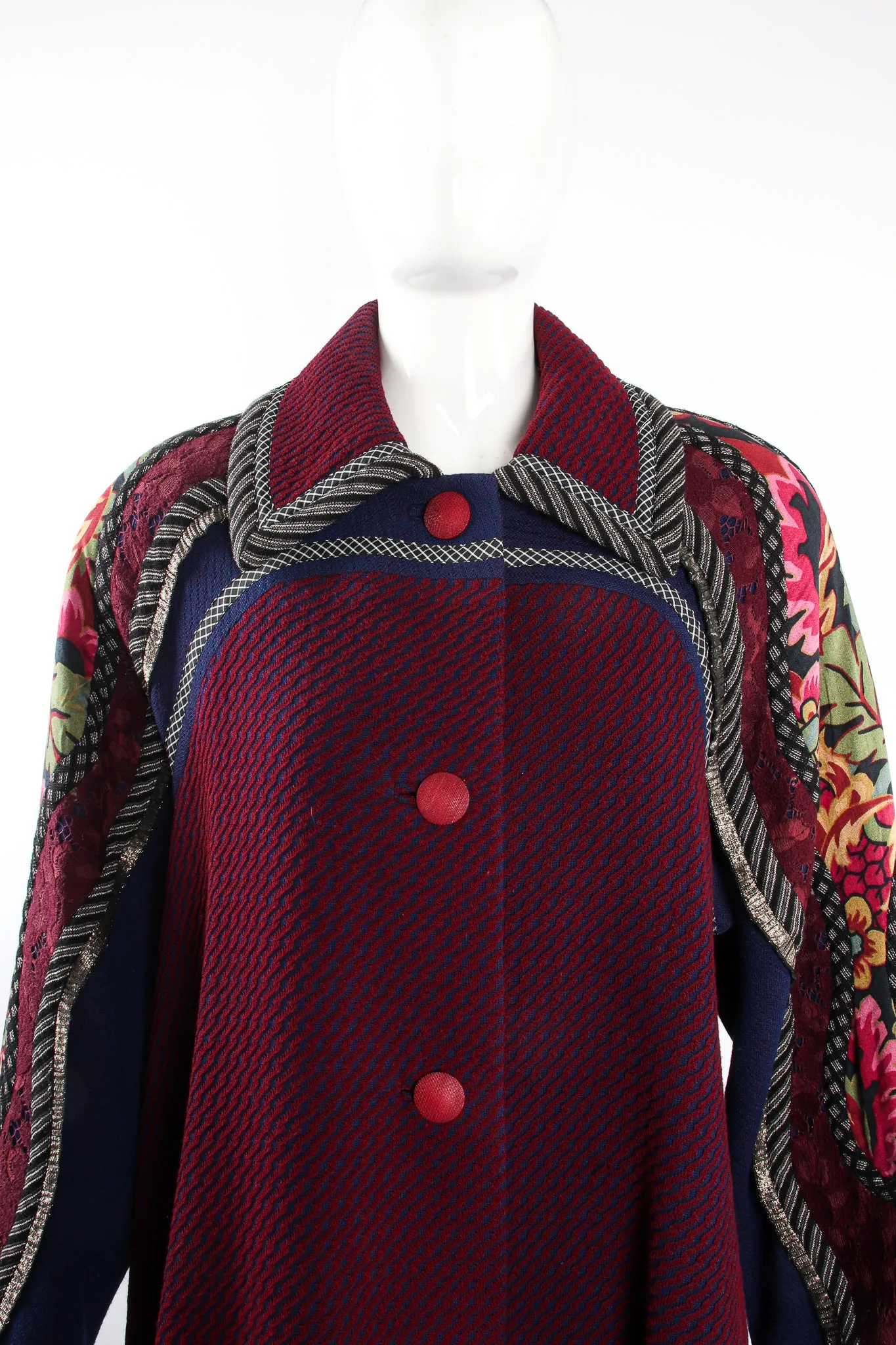 Patchwork Yoke Knit Swing Coat