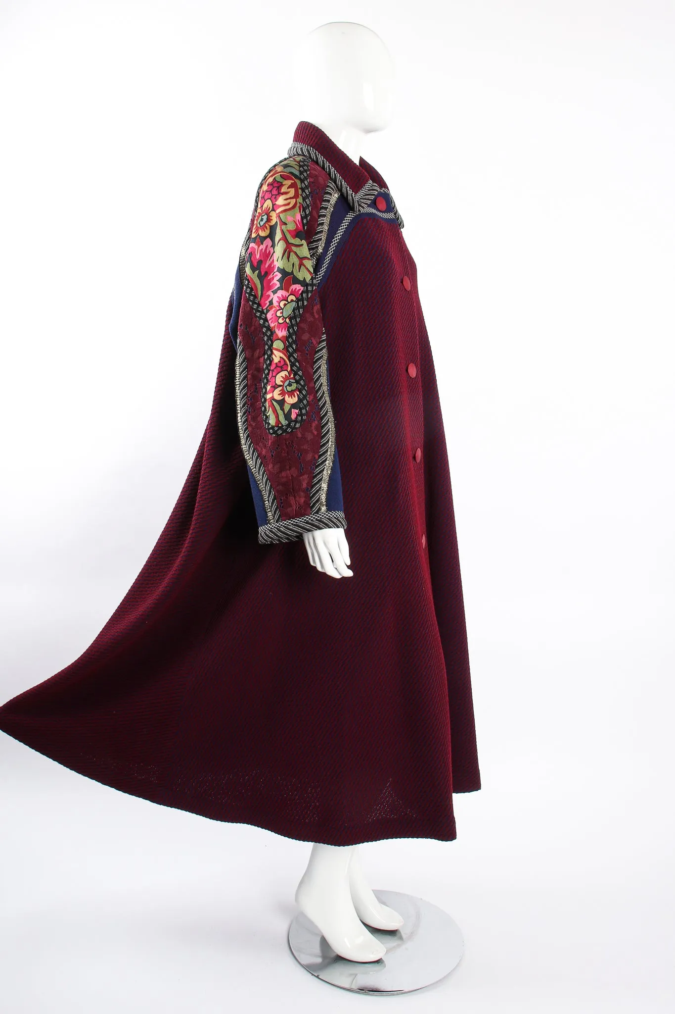 Patchwork Yoke Knit Swing Coat