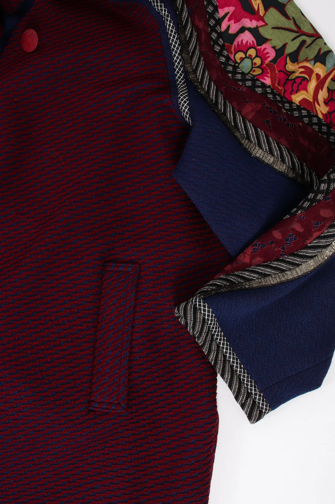 Patchwork Yoke Knit Swing Coat