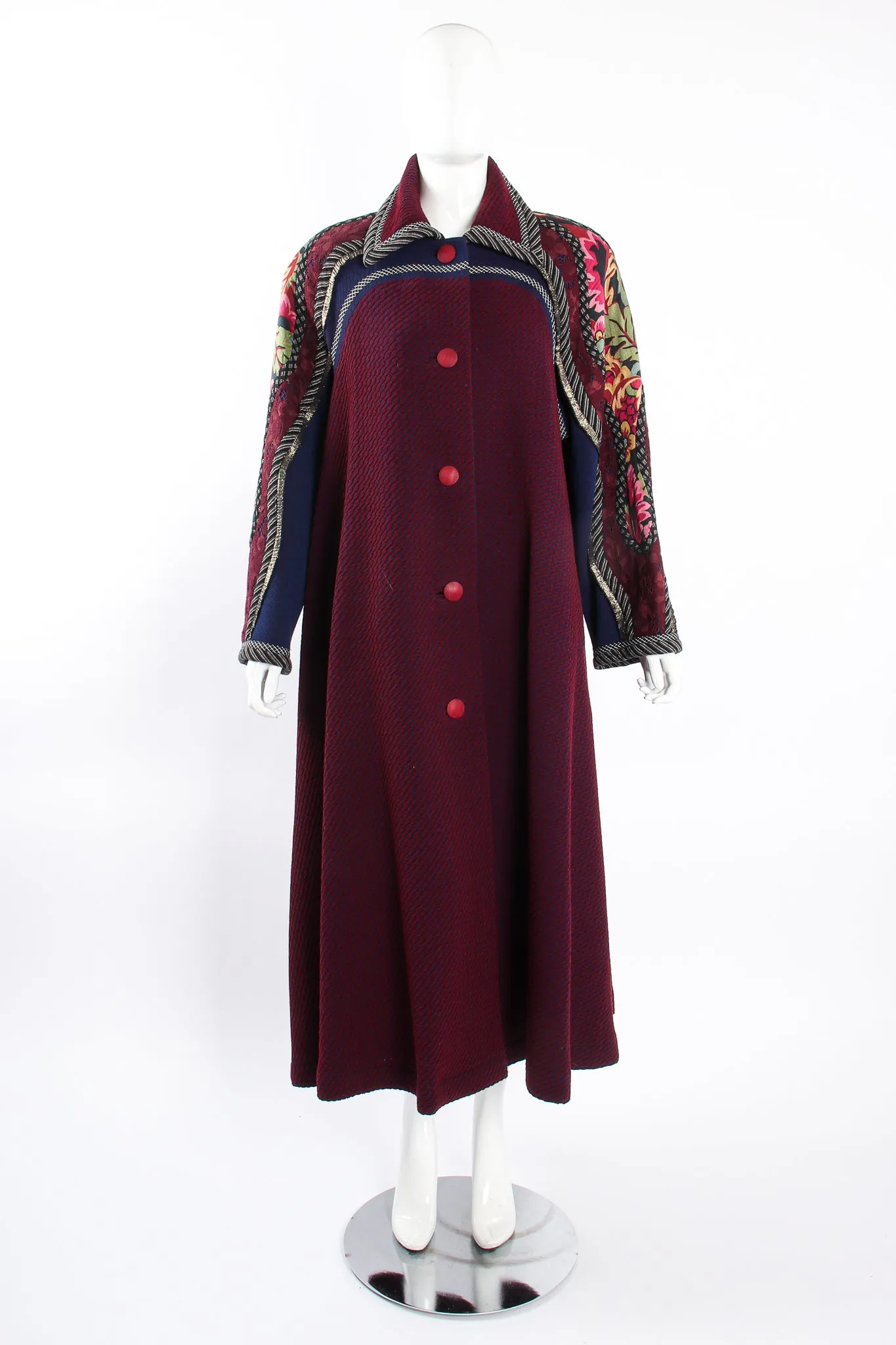 Patchwork Yoke Knit Swing Coat