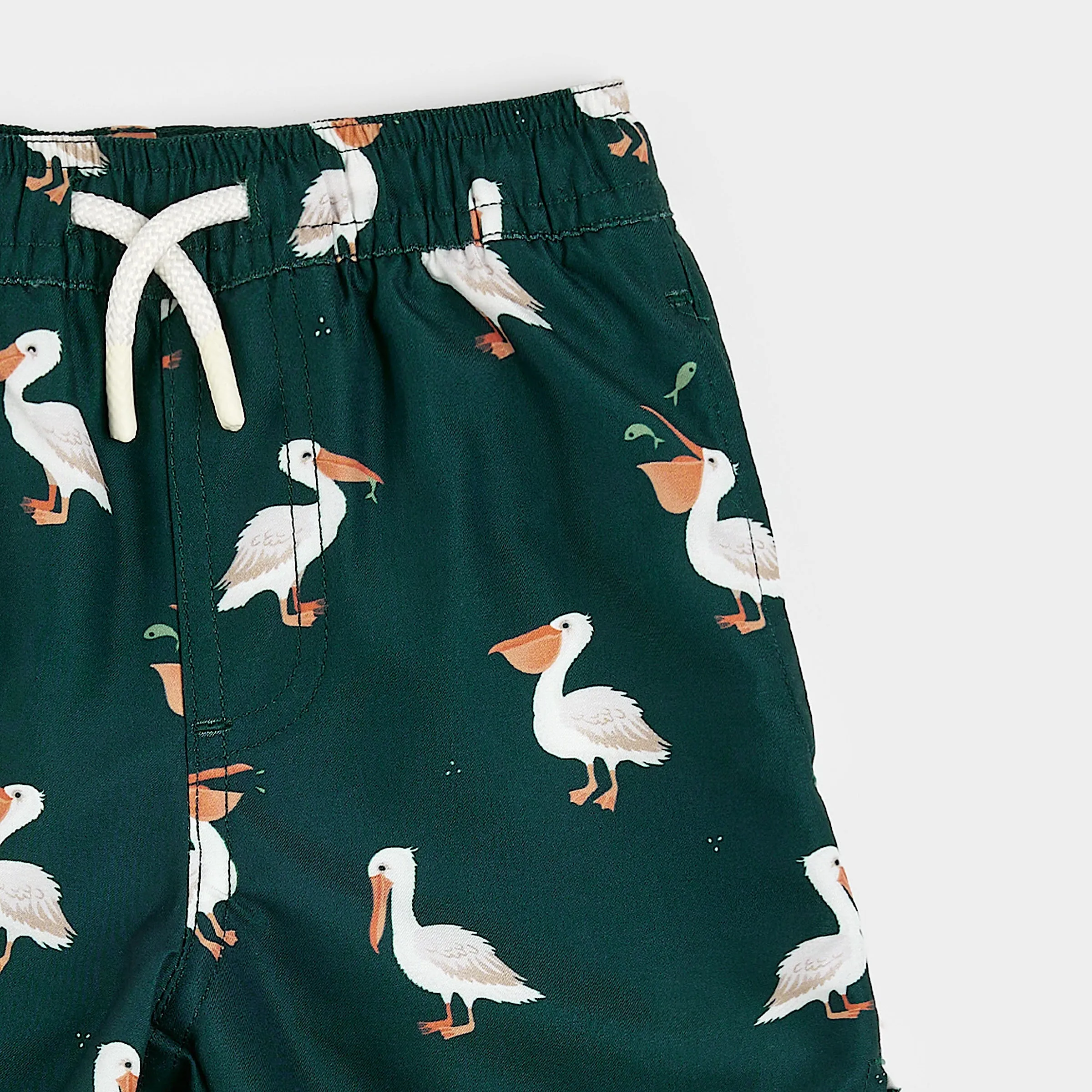 Pelican Print on Deep Sky Swim Trunks