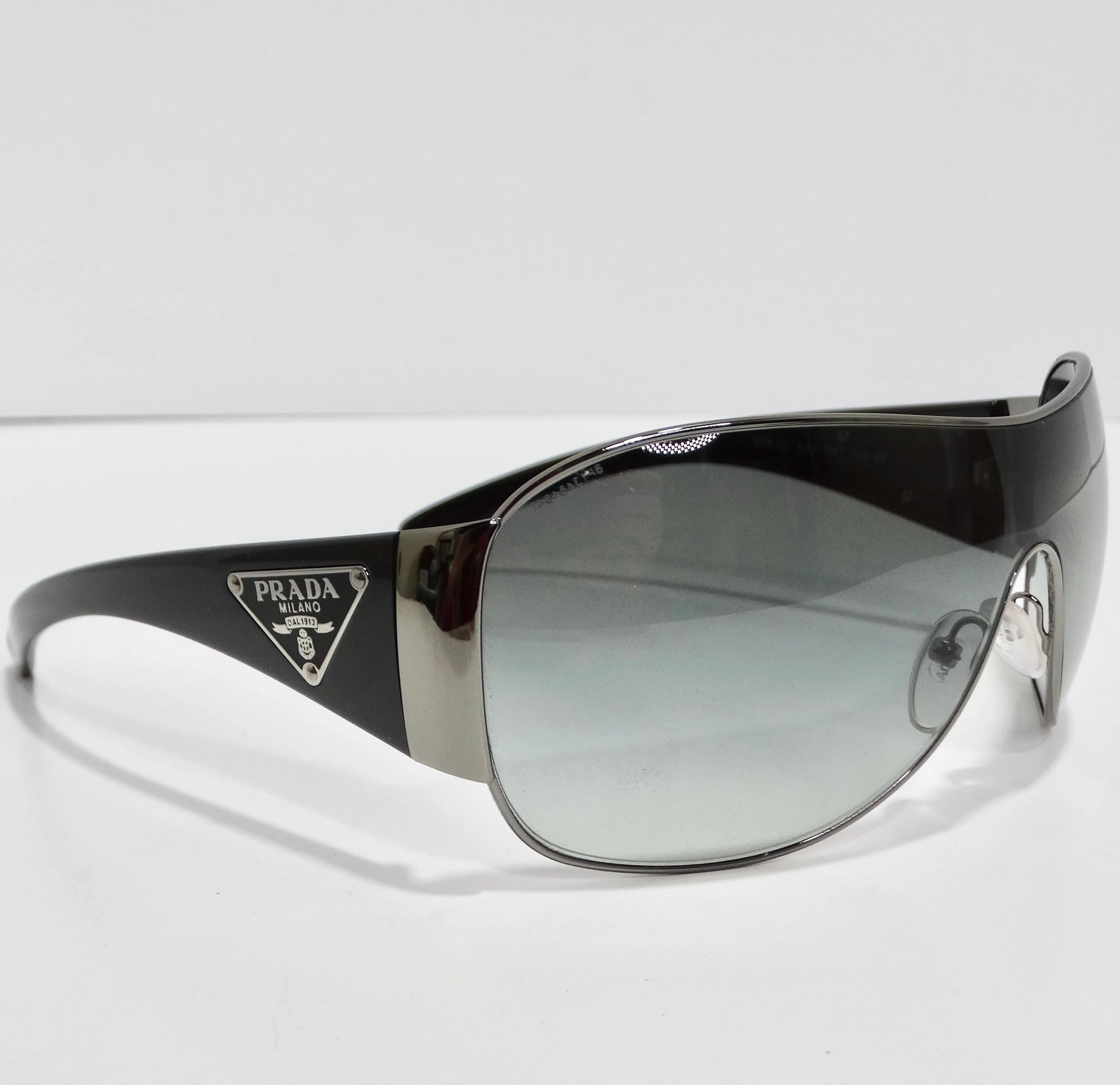 Prada 1990s Black Shield Sunglasses