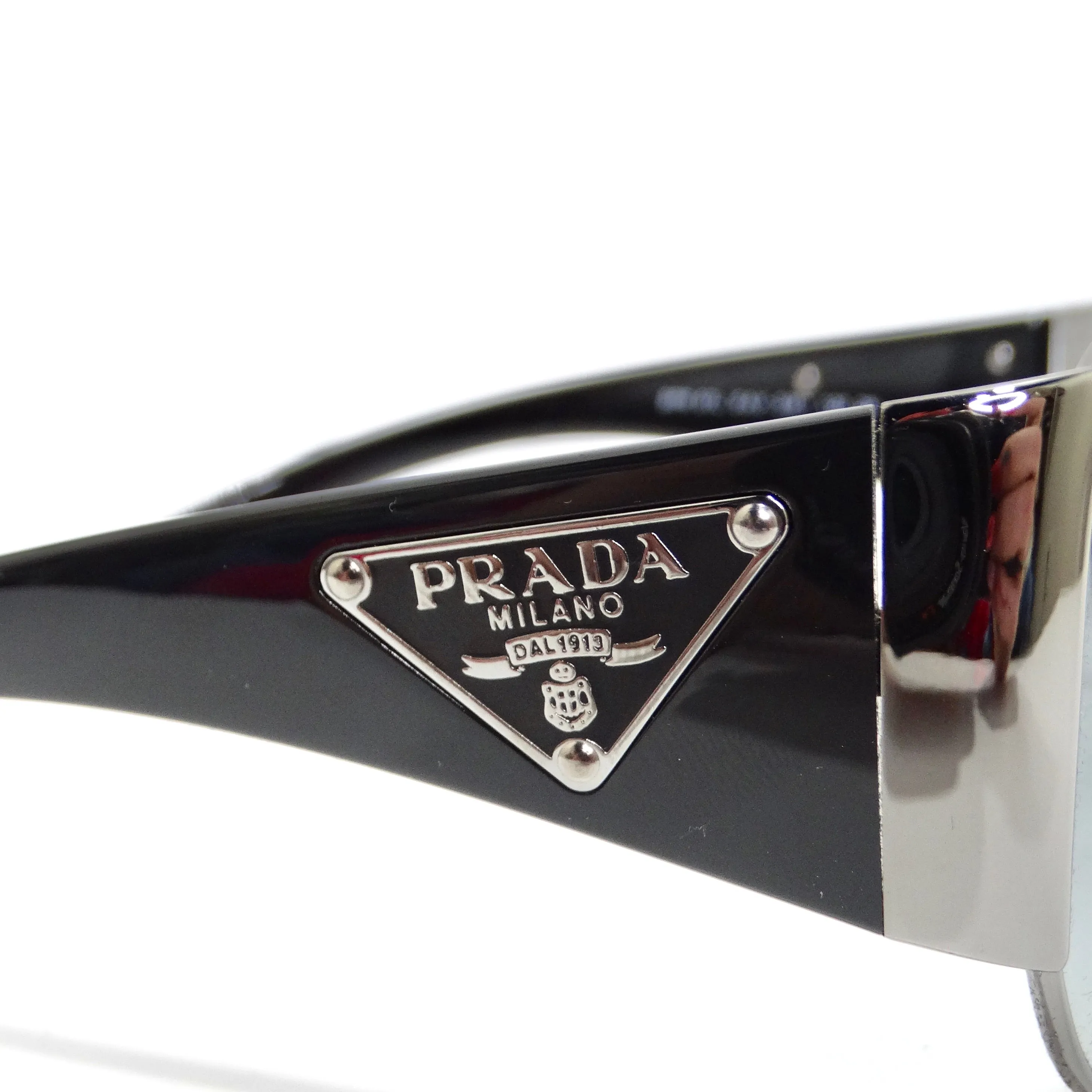 Prada 1990s Black Shield Sunglasses