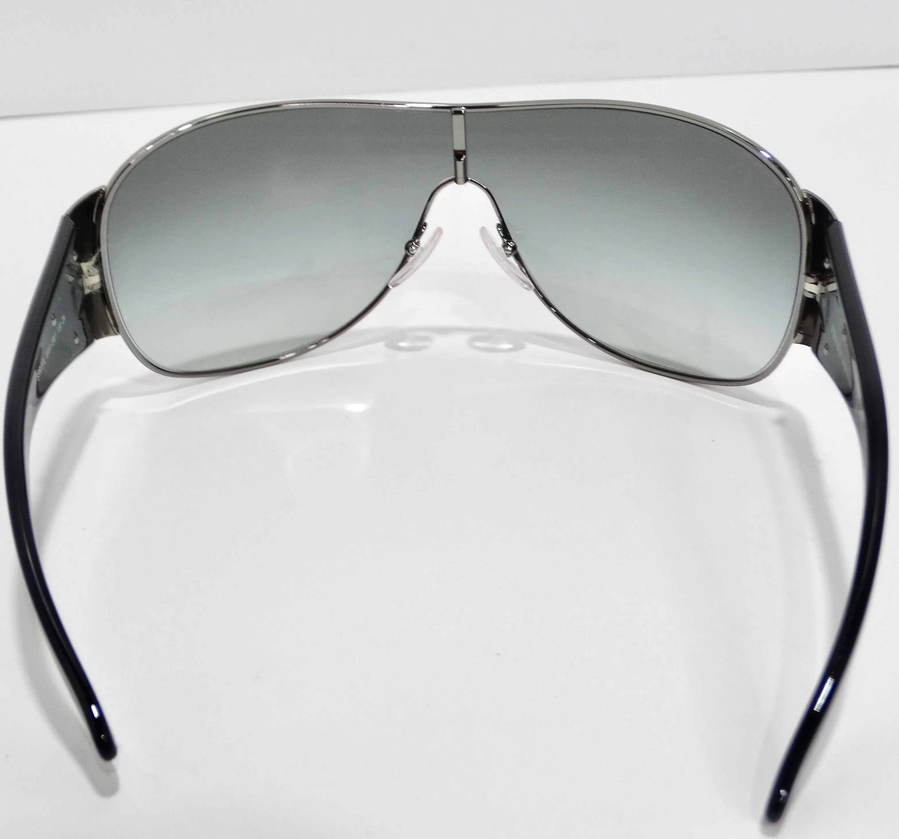 Prada 1990s Black Shield Sunglasses