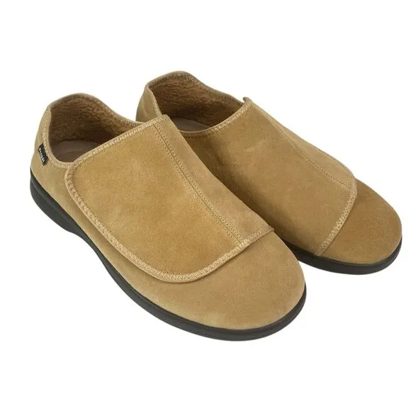 Propet Coleman Suede Leather Comfort Shoe 10.5 XX Camel Brown Hook Loop Mens