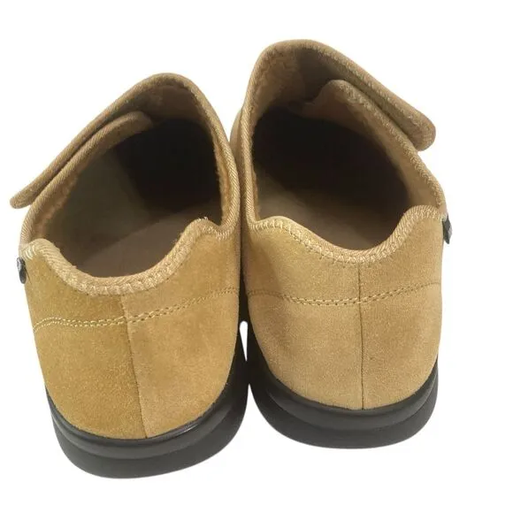 Propet Coleman Suede Leather Comfort Shoe 10.5 XX Camel Brown Hook Loop Mens