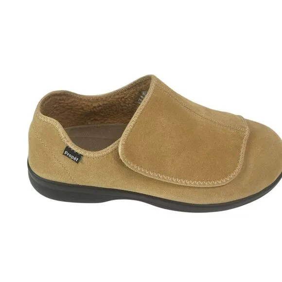 Propet Coleman Suede Leather Comfort Shoe 10.5 XX Camel Brown Hook Loop Mens