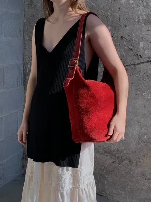 red suede Coach bag