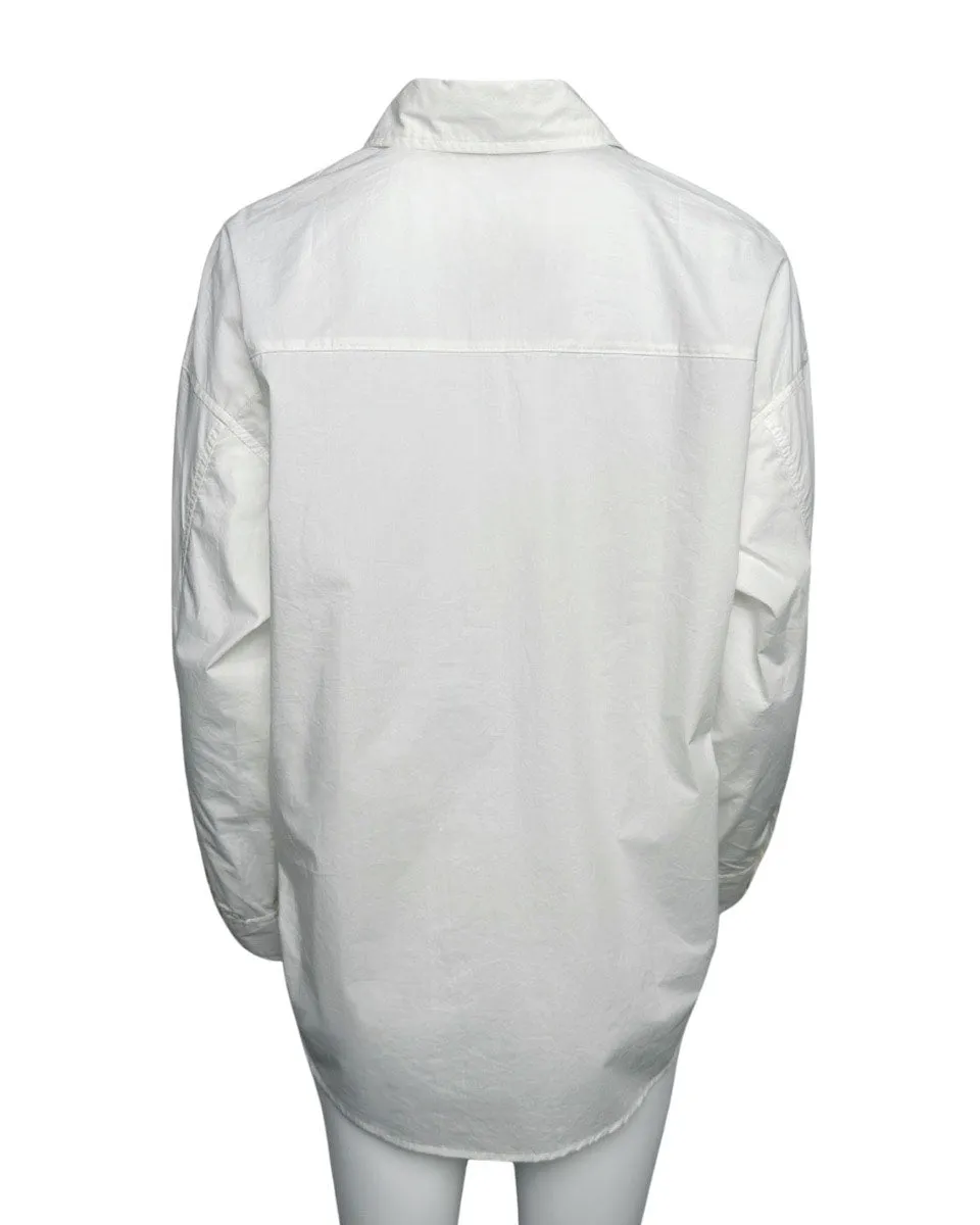 Relaxed Button Down Long Sleeve Shirt in White
