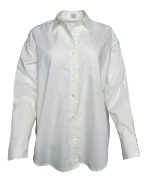 Relaxed Button Down Long Sleeve Shirt in White
