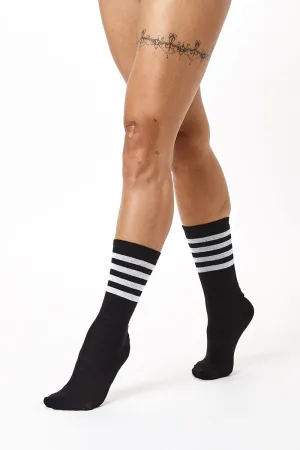 Rolling Calf High Socks - Black/White