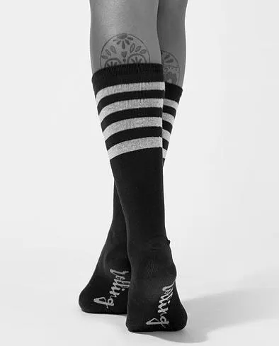 Rolling Calf High Socks - Black/White