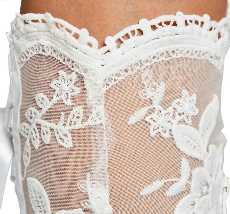 Romantic Floral Lace Ribbons Bandage Over Knee Boots