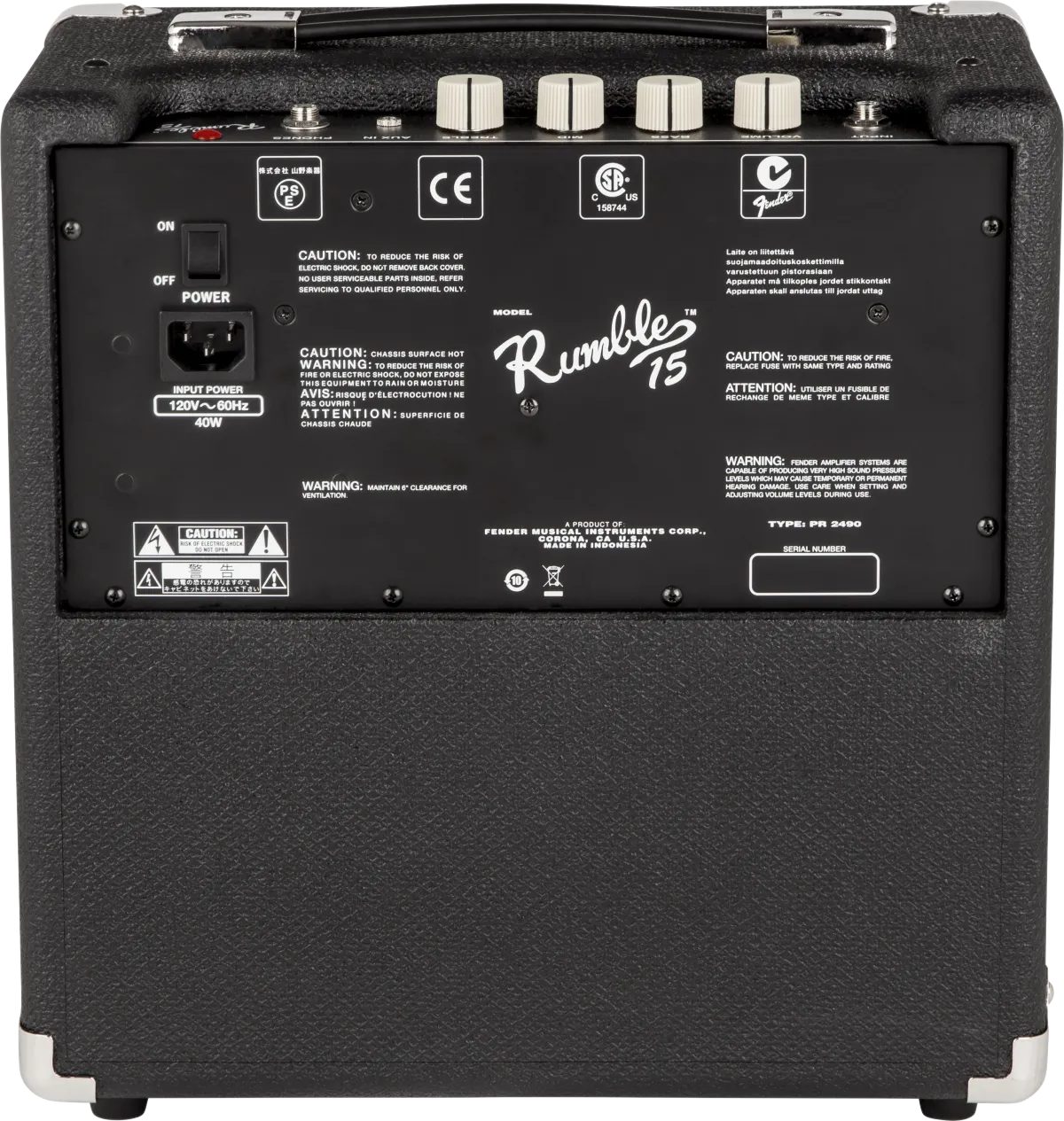 Rumble 15 (V3), Black and Silver, 240V AUS