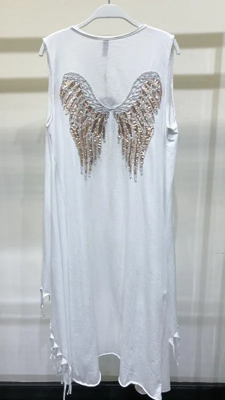 Sequin Wings Sleeveless Flowy Cardigan