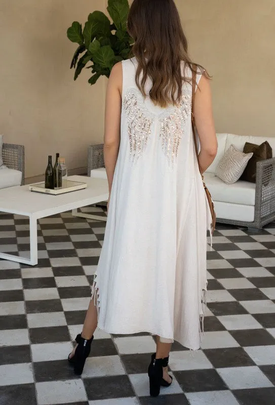Sequin Wings Sleeveless Flowy Cardigan