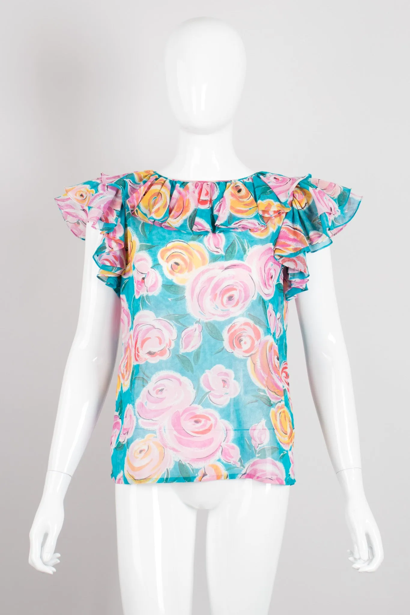 Sheer Rose Ruffle Top