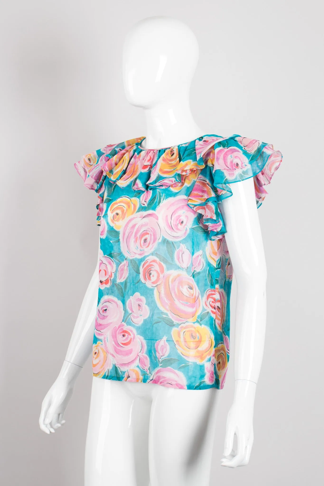 Sheer Rose Ruffle Top