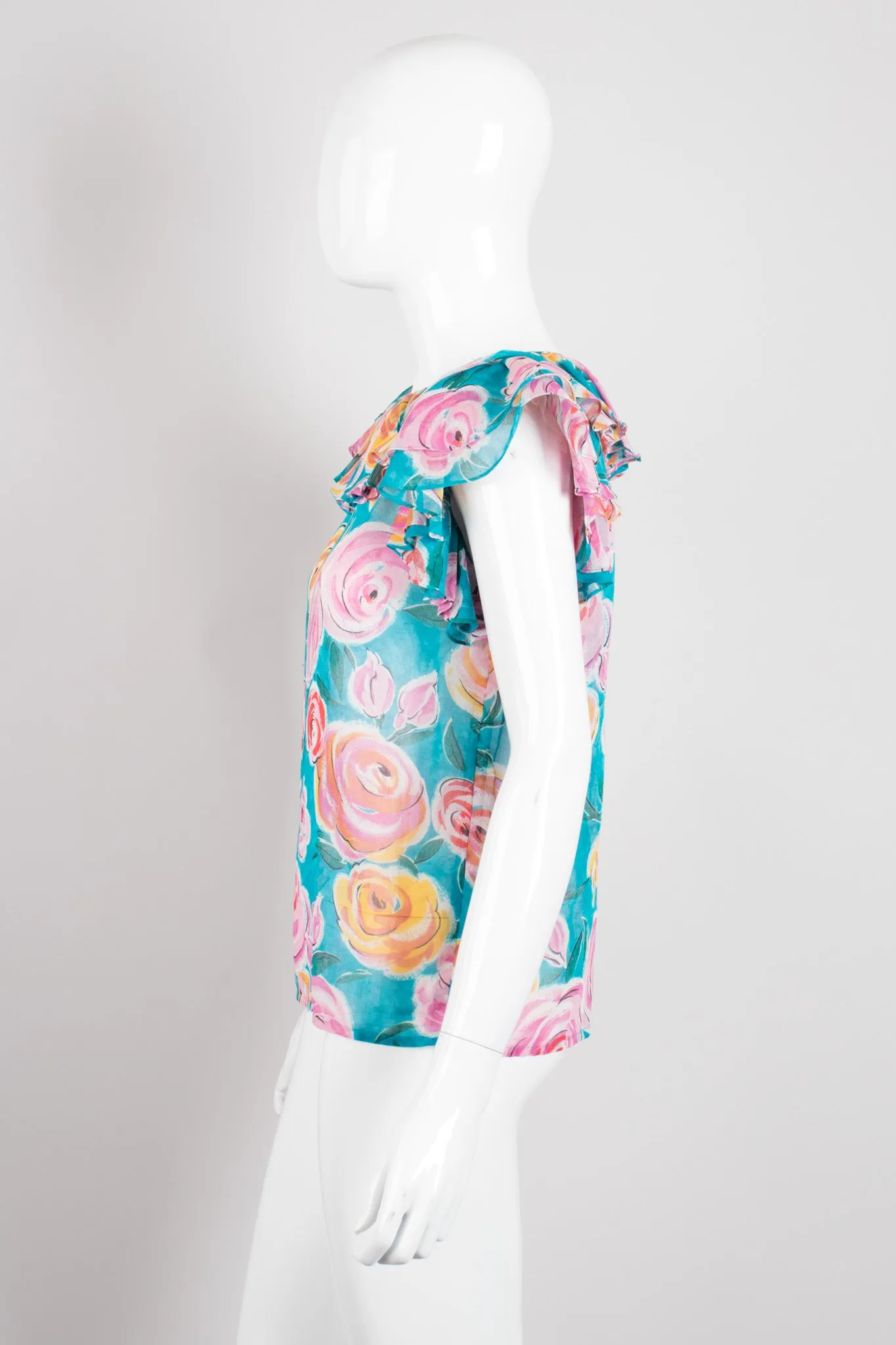 Sheer Rose Ruffle Top