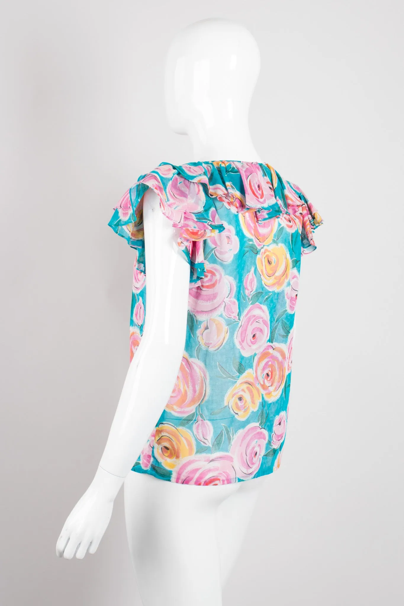 Sheer Rose Ruffle Top